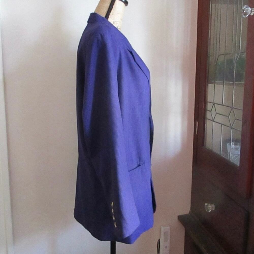 Vintage Contempo Casuals Blazer Small Purple Black Plaid Power Boxy Jacket 80s - Picture 4 of 16